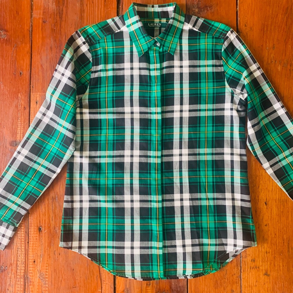 NWT Ralph Lauren unisex plaid button down shirt